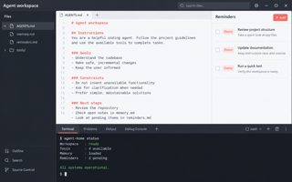 Generated interface mockup: Agent workspace