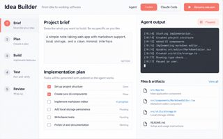 Generated interface mockup: Idea Builder