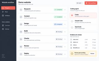 Generated interface mockup: Website workflow
