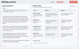 Generated interface mockup: Writing review